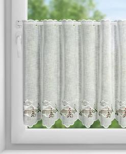 Metráž Vitrážková záclonová látka Vianoce v. 60 cm - Biela