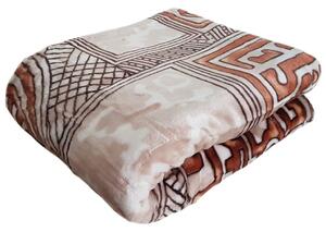Teplá deka hnedej farby so vzorovanou potlačou Hnedá