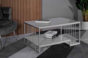 Dizajnový konferenčný stolík Gabouray 90 cm biely / strieborný