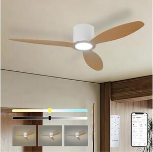 ZEVENTI - LED stropný ventilátor VENTORA LED/24W/230V Wi-Fi Tuya biela/dub + diaľkový ovládač