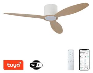 ZEVENTI - LED stropný ventilátor VENTORA LED/24W/230V Wi-Fi Tuya biela/dub + diaľkový ovládač