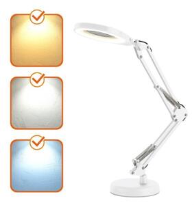 LED stmievateľná stolová lampa s lupou 2 v 1 AURIQ LOUPE LED/10W/5V 3000/4000/6500K biela