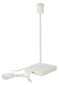 Biela stolná lampa s USB portom 1xE27/15W/230V