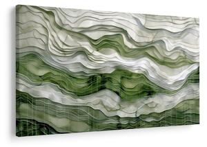 Obraz - Zelenobiele vlnky (90x60 cm)