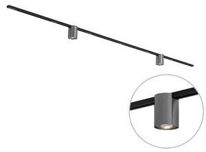 Moderný koľajnicový systém čierny s 2 reflektormi gunmetal 1-fázový - Iconic Rondoo Up