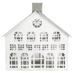 Biely antik kovový svietnik domček Vintage House - 34*16*34 cm - Clayre & Eef