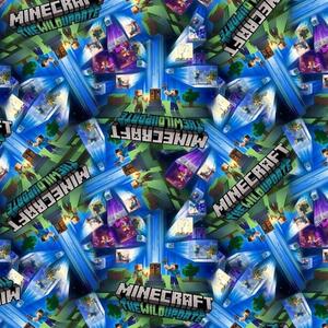 Metráž Teplákovina digital - Minecraft - Zelenomodrá