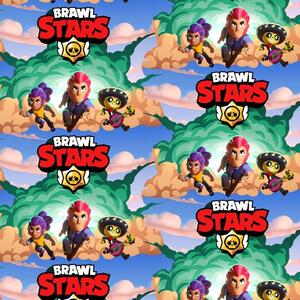 Metráž Teplákovina digital - Brawl Stars - Zeleno modrá