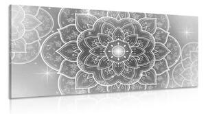 Obraz orientálna Mandala v čiernobielom prevedení - 120x60