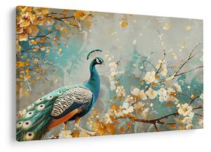 Obraz - Páv so zlatým dekorom (90x60 cm)