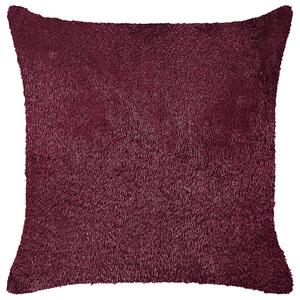 Dekoratívny vankúš bordový umelá kožušina polyester 45 x 45 cm bez vzoru jednofarebný štvorcový tvar boho štýl doplnky