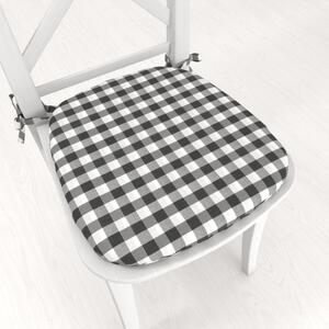 Biante Oblý podsedák Rebeka RE-011 Sivo-biela kocka stredná - 39x37x3 cm