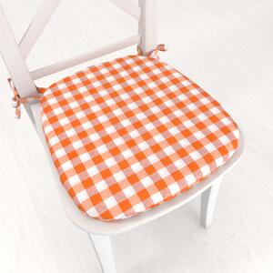 Biante Oblý podsedák Rebeka RE-005 Oranžovo-biela kocka stredná - 39x37x3 cm