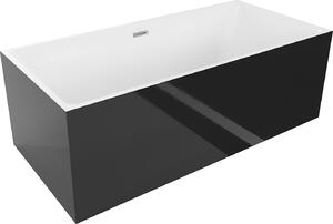 MEXEN - Nita voľne stojaca vaňa 170 x 80 cm, biela / čierna, prepad chróm - 52091708075