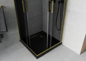 MEXEN - Rio sprchovací kút, rohový 70 x 70 cm, grafit, zlatá + vanička Flat, čierna - 860-070-070-50-40-4070G