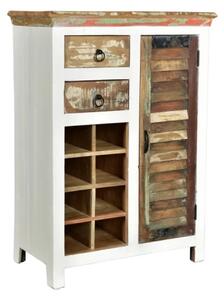 Masívna komoda Perth z recyklovaného dreva, lakovaná, biela/farbistá – 80×42×110 cm
