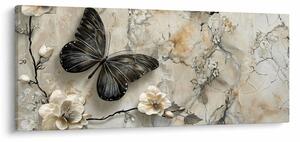 Obraz - Mramorové pozadie s motýľmi (120x50 cm)