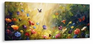 Obraz - Jarná kvetinová lúka, maľba (120x50 cm)
