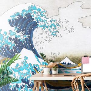 Samolepiaca tapeta reprodukcia Veľká vlna z Kanagawa - Kacušika Hokusai - 300x270