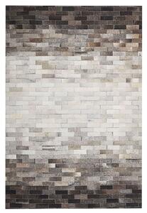 Obdĺžnikový koberec hnedá a béžová hovädzia koža 160 x 230 cm patchworkový obdĺžnikový rustikálny