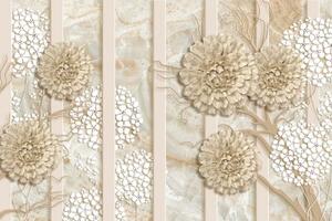Tapeta abstraktné kvety na mramore - 150x100