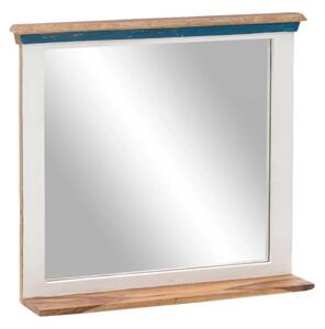 Masívne kúpeľňové zrkadlo Perth z recyklovaného dreva, lakované, biele / hnedé – 70×14×70 cm