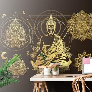 Samolepiaca tapeta zlatý Budha - 300x270