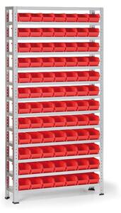 Regál s plastovými boxmi BASIC, 1730 x 850 x 300 mm, 84x box A