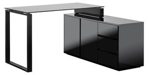 PISACÍ STÔL MARIN ČIERNY LAKOVANÝ + OCEĽ + SKLO 120 cm