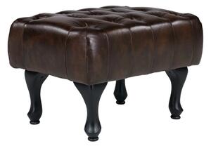Taburet Chesterfield Pittsfield z pravej kože, hnedý