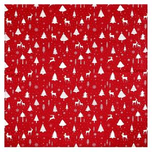 Obrus ​​červený - vianočný vzor, ​​100% polyester, 80 x 80 cm