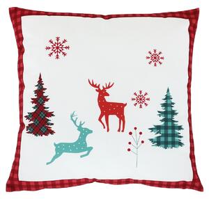 Vankúš zamatový s výplňou - vianočné, červené okraje, 100% polyester, 45 x 45 cm