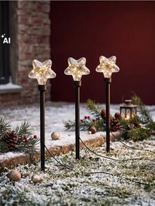 Sinsay - Súprava zapichovacích LED záhradných svetiel s motívom hviezdičky 3 pack - čierna