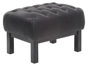 Masívny taburet Chesterfield Kingsfield z pravej kože, čierny – 61×46×43 cm