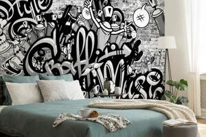 Tapeta šedé street art graffiti - 150x100