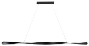 Závesná lampa čierna kov integrované LED svetlo zvlnené zatočené moderný štýl osvetlenie obývačka jedáleň