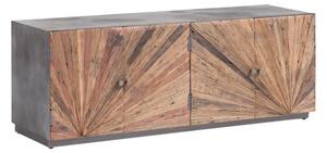Masívny TV stolík Derby z recyklovaného dreva a kovu, lakovaný, prírodný / šedý – 160×50×60 cm