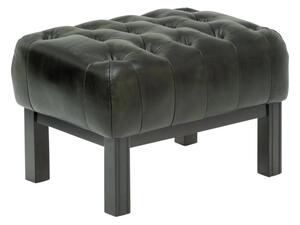 Masívny taburet Chesterfield Kingsfield z pravej kože, zelený – 61×46×43 cm