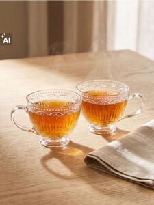 Sinsay - Sklenené šálky s reliéfnym vzorom 2 pack - clear