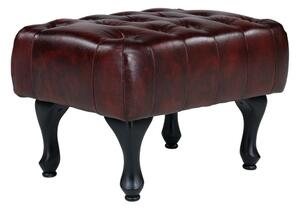 Masívny taburet Chesterfield Pittsfield z pravej kože, červený – 61×46×43 cm