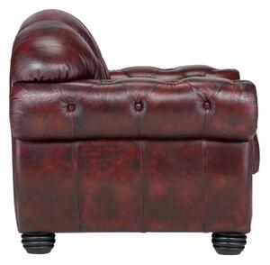 Křeslo Chesterfield Hereford z pravé kůže červené