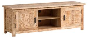 Masívny TV stolík Bombay z mangového dreva, lakovaný, hnedý – 150×42×50 cm