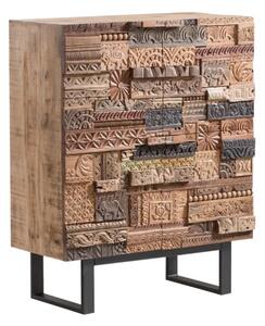 Masívna komoda Highboard v Grónsku z mangového dreva, lakovaná, hnedá