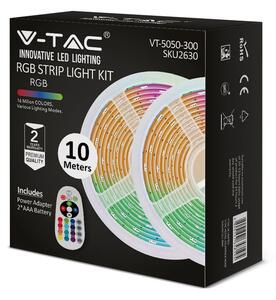 V-TAC Set RGB LED pásik 4,8W/m, 2x5m + napájanie+ ovládanie, IP20