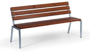 Vonkajšia lavička stohovateľná, s operadlom, zinková, 1500 mm, mahagón tmavý