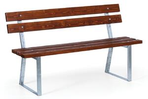 Parková lavička STANDARD s operadlom 1+1 ZADARMO, zinková, 1500 mm, mahagón tmavý