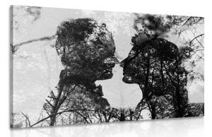 Obraz podoba lásky v čiernobielom prevedení - 60x40