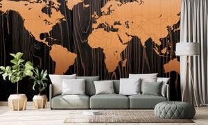 Tapeta oranžová mapa na dreve - 150x100