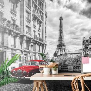 Samolepiaca fototapeta červené retro auto v Paríži - 450x300