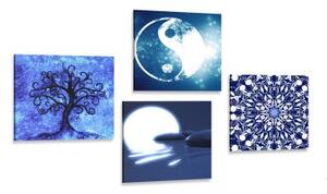 Set obrazov Feng Shui v modrom prevedení - 4x 40x40